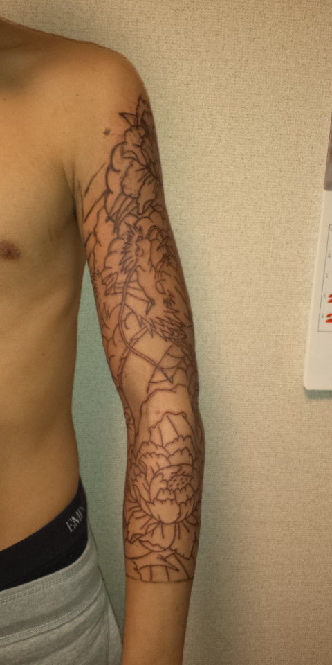 龍と牡丹 虎と桜 筋彫り 八王子刺青 東京八王子 初代彫和の日記