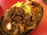 ビーフソテーとポークフィレカツスパ