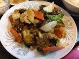 茄子と豚肉の黒酢炒め