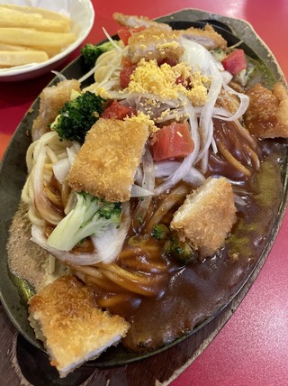 彩りロースカツスパ