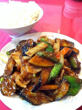 茄子と豚肉の黒酢炒め