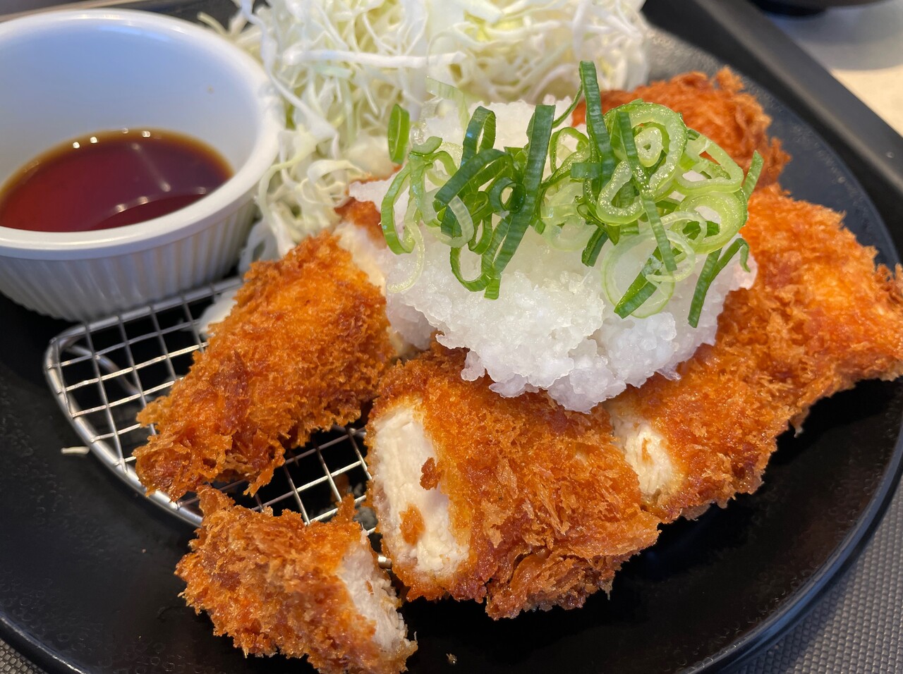 山形だしと共に！鬼おろしポン酢ささみかつ定食＠松のや（浜松） : 食