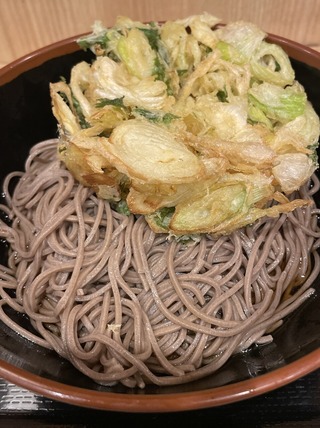 長ネギと水菜のかき揚げそば