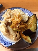 なすと鶏のからあげ