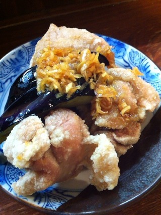 ナスと鶏の唐揚げ