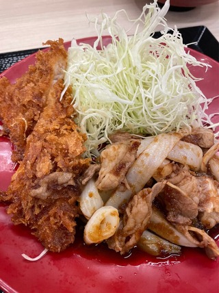 豚ロースタレカツと牛焼肉