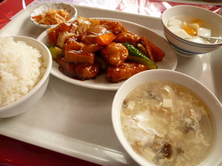 白身魚の黒酢炒め定食