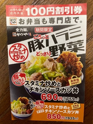 スタミナ炒めとチキンソースカツ丼