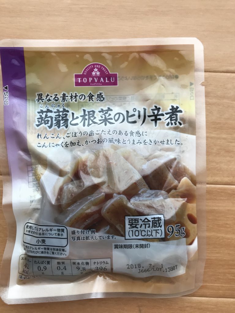 蒟蒻と根菜のピリ辛煮 トップバリュ たまに食記録 蒟蒻と根菜のピリ辛煮 トップバリュ たまに食記録
