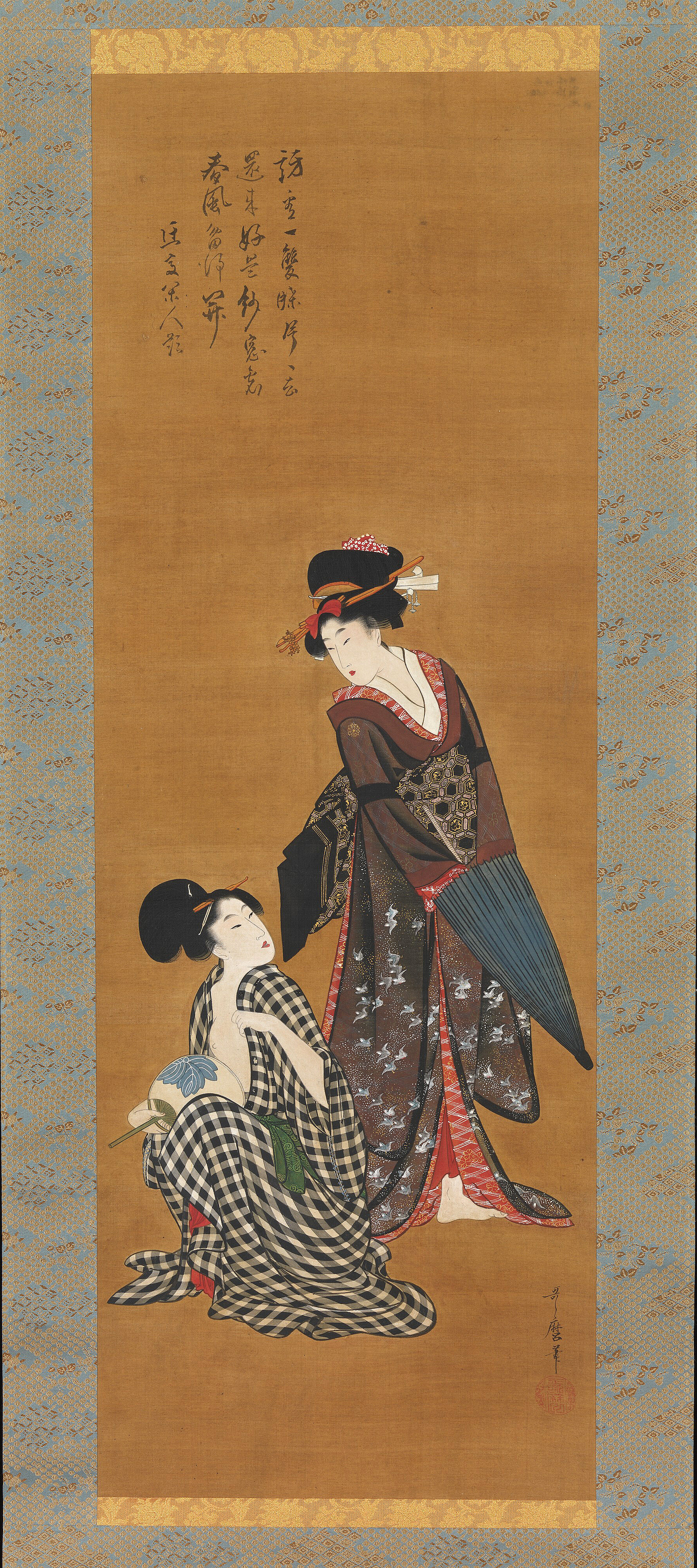 【 江戸期美人画 】　日本画　肉筆浮世絵　蔵出し書画 江戸期美人画 】 日本画 肉筆浮世絵 蔵出し書画