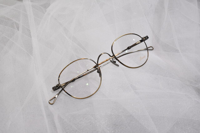 美品 ルノア M5-05 メタルフレーム ラウンド ゴールド 中古伊達メガネ