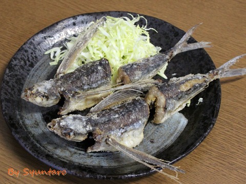 トビウオのから揚げ (1)