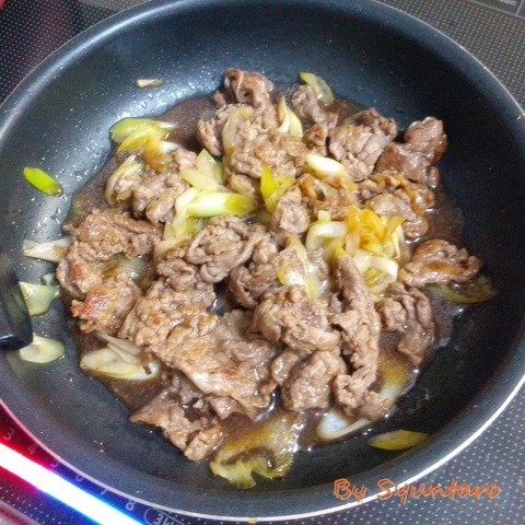 牛肉と長ネギのすき焼き風炒め