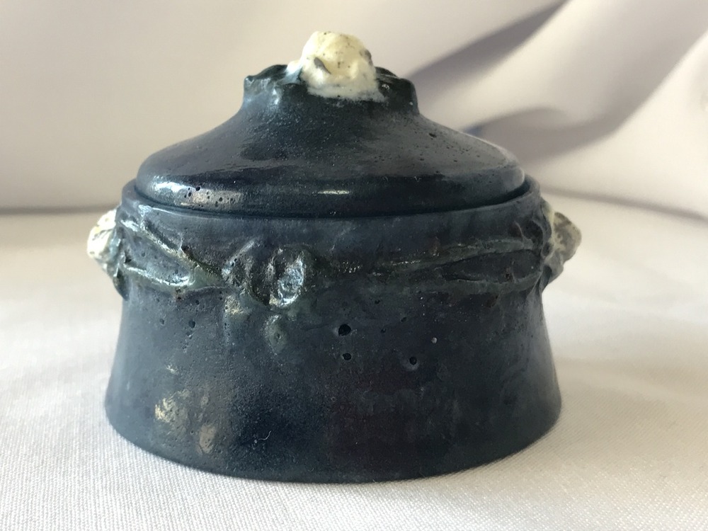 【逸品】 アマルリック・ワルター バラのついたボンボン入れ パートド 工芸ガラス