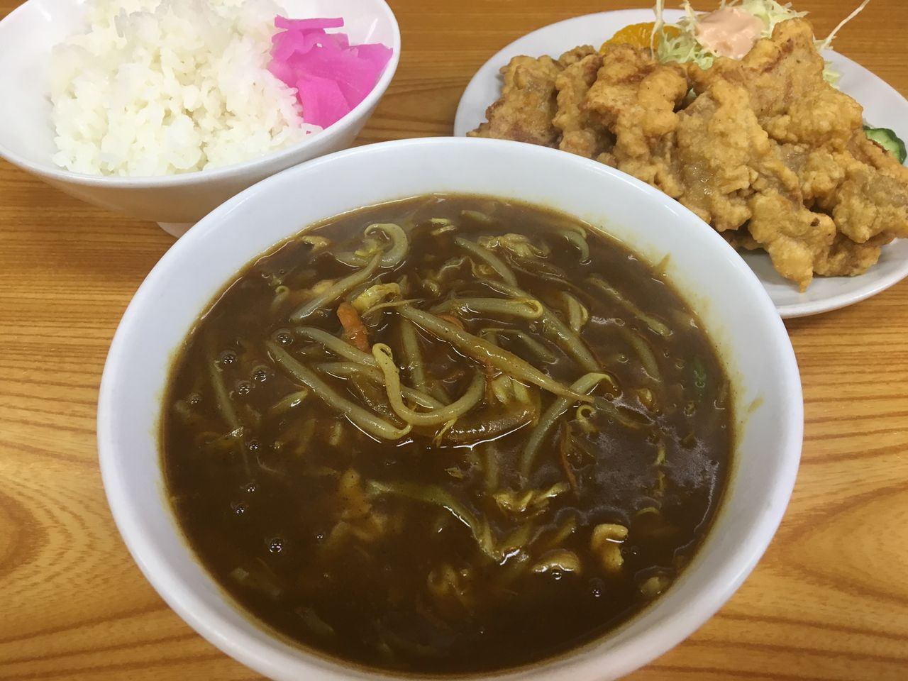 カレーラーメン、豚天