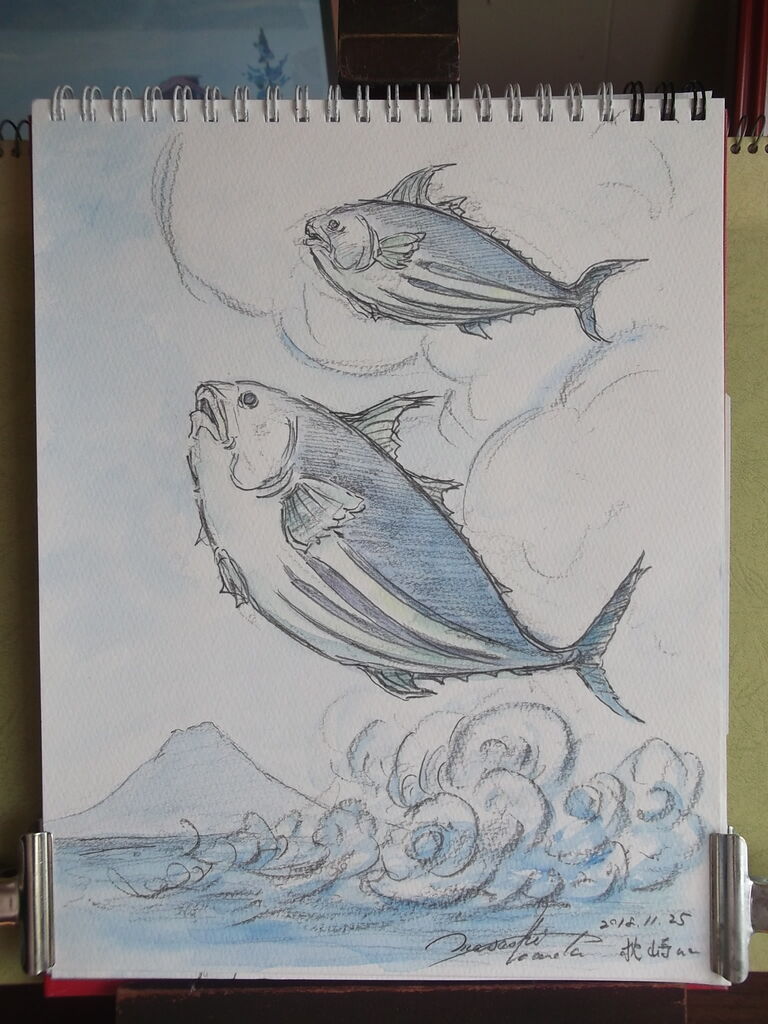 鉛筆淡彩スケッチ 鹿児島 枕崎のカツオ By 旅びっとん 放浪画家 旅びっとん こと 画家 神田雅志 のブログ