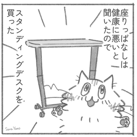 座りっぱなしは 健康に悪いと 聞いたので、スタンディングデスクを 買った