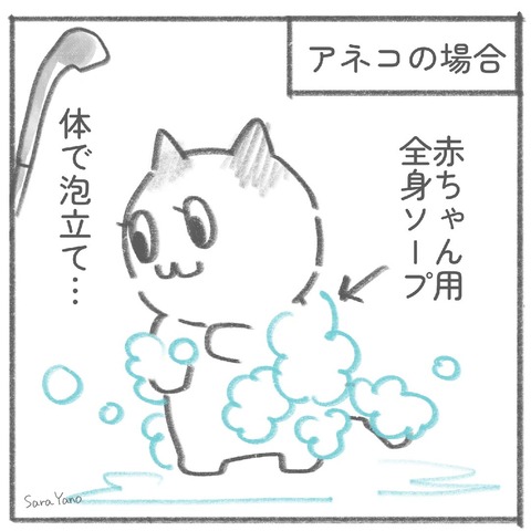 アネコの場合/赤ちゃん用全身ソープを体で泡立て…