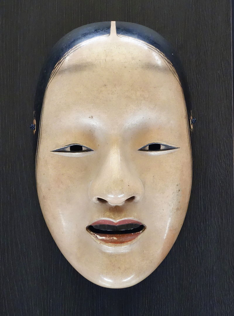 0 能面 時代保証 若い女 木彫 加賀在銘