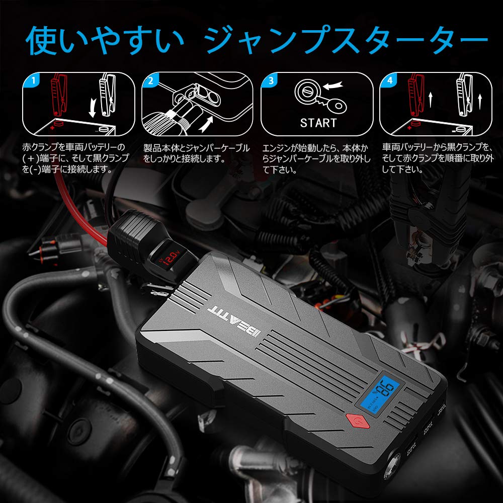 Beatit ジャンプスターター 緊急始動 12v車用エンジンスターター mah Tableau In Mind