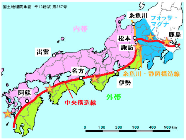 ここ1週間の地震活動と中央構造線 : 天下泰平