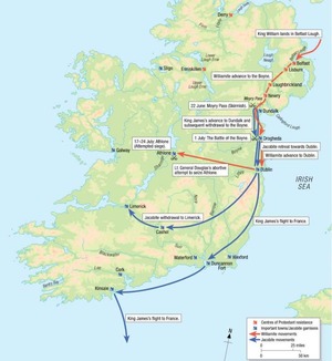 Map William's and James' movements 1690