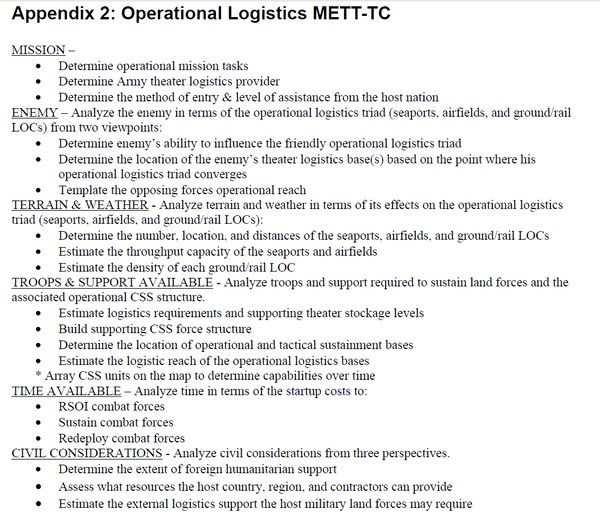 Appendix 2_Operational Logistics METT-TC