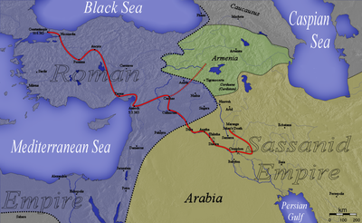 Map of Roman-Persian border at the death of Constantius II