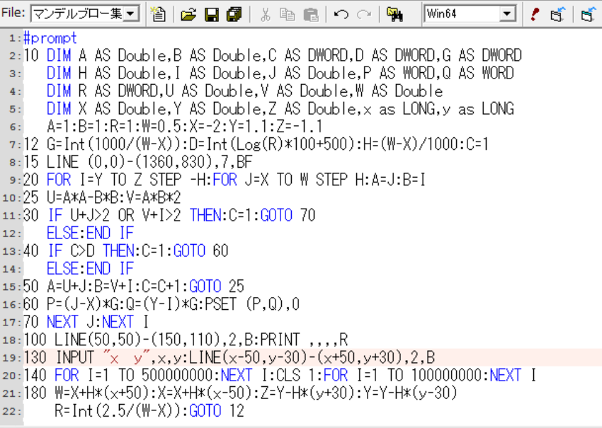 Basic プログラムを使ってマンデルブロー集合を描く Ja1qvmのblog Basic プログラムを使ってマンデルブロー集合を描く Ja1qvmのblog