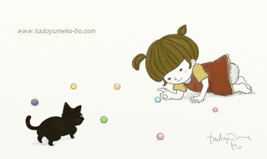 猫ちゃんと一緒にビー玉遊び♪