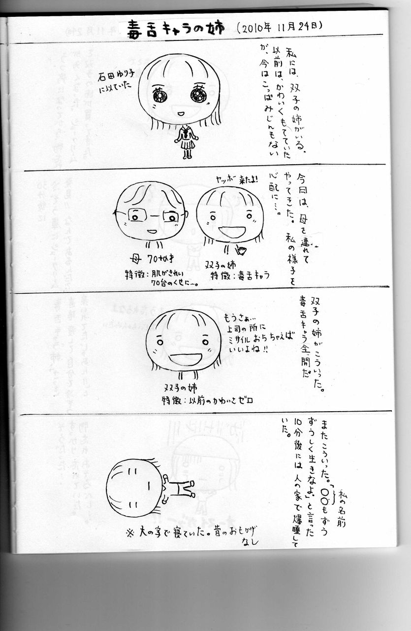 毒舌キャラの姉 うつ帽子 防止 ナースの絵日記