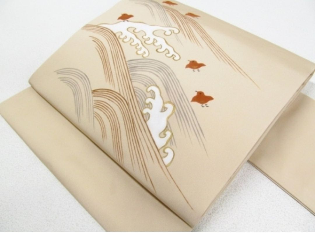 ヤフオク 名古屋帯 塩瀬 波 千鳥 はんなり奥様の着物