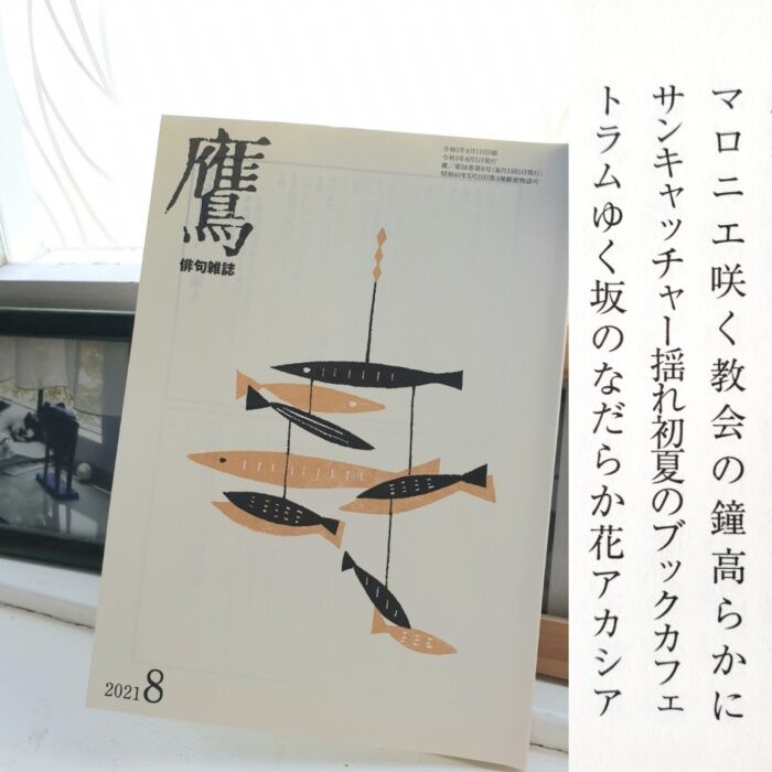 サンキャッチャー揺れ初夏のブックカフェ 鷹俳句会21年8月号 月の道の大切な日々