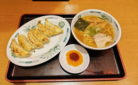 たまに行くならこんな店　新船橋駅すぐの「日高屋 新船橋東口店」で、安定の美味しさの「餃子」、小腹空いた際にちょうどいい「半ラーメン」を食す！