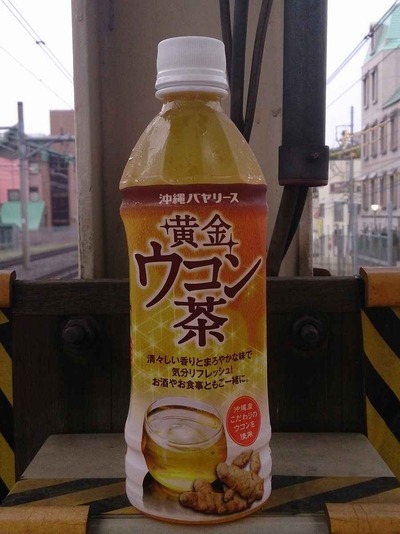 今日の飲み物　アルヴァトーレ色の「黄金のウコン茶」は独特のカレー臭が漂ってくる物のがぶ飲みしやすい味わいでした