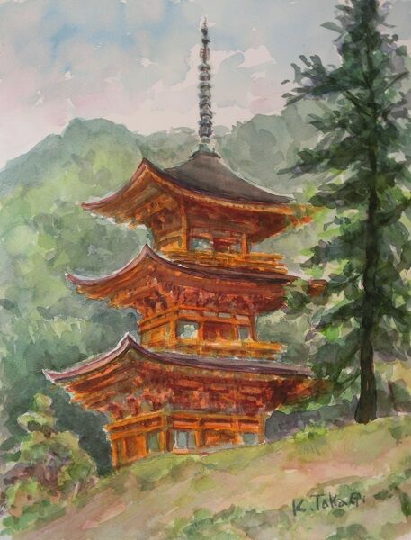 値下げあり　真作 絵画 日本画 アート イラスト ポスター 三重塔 値下げあり 真作 絵画 日本画 アート イラスト ポスター 三重塔
