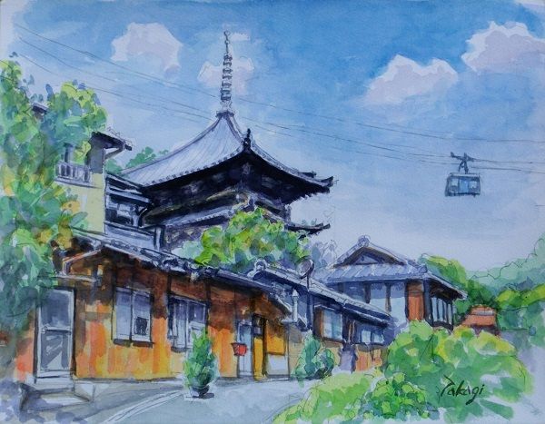 （原画）尾道風景【水彩画】絵画 インテリアにおすすめ 原画）尾道風景【水彩画】絵画 インテリアにおすすめ