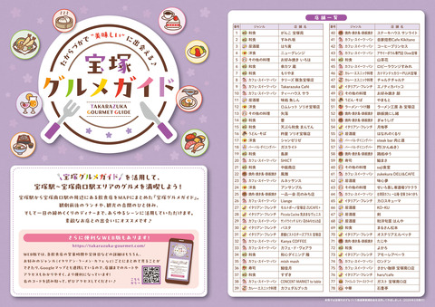 宝塚グルメガイドA3パンフ表面
