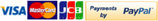 PayPAL Jcb Visa MC