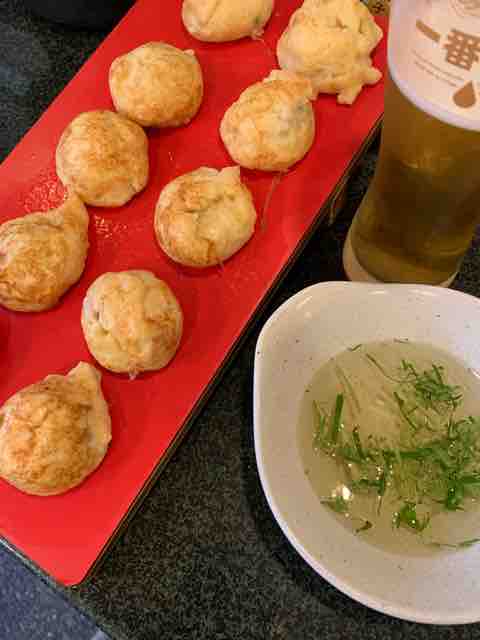 山椒の白醤油煮が入った明石焼き 有馬焼 ピリッと山椒が美味でこれはお酒が進みます 有馬十八番 有馬温泉 資格ゲッターが行く