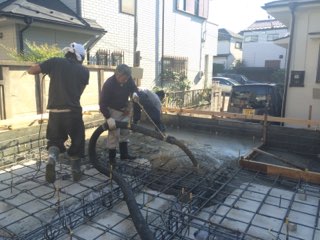 コンクリートの打設