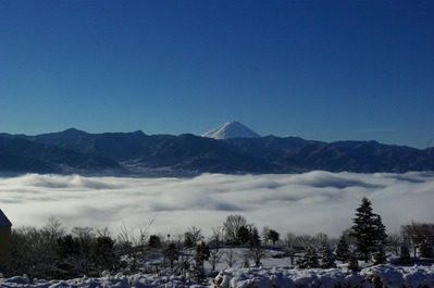 青空富士山雲海雪景色