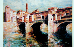 私が描いた油絵 「アルノに映る橋」 1