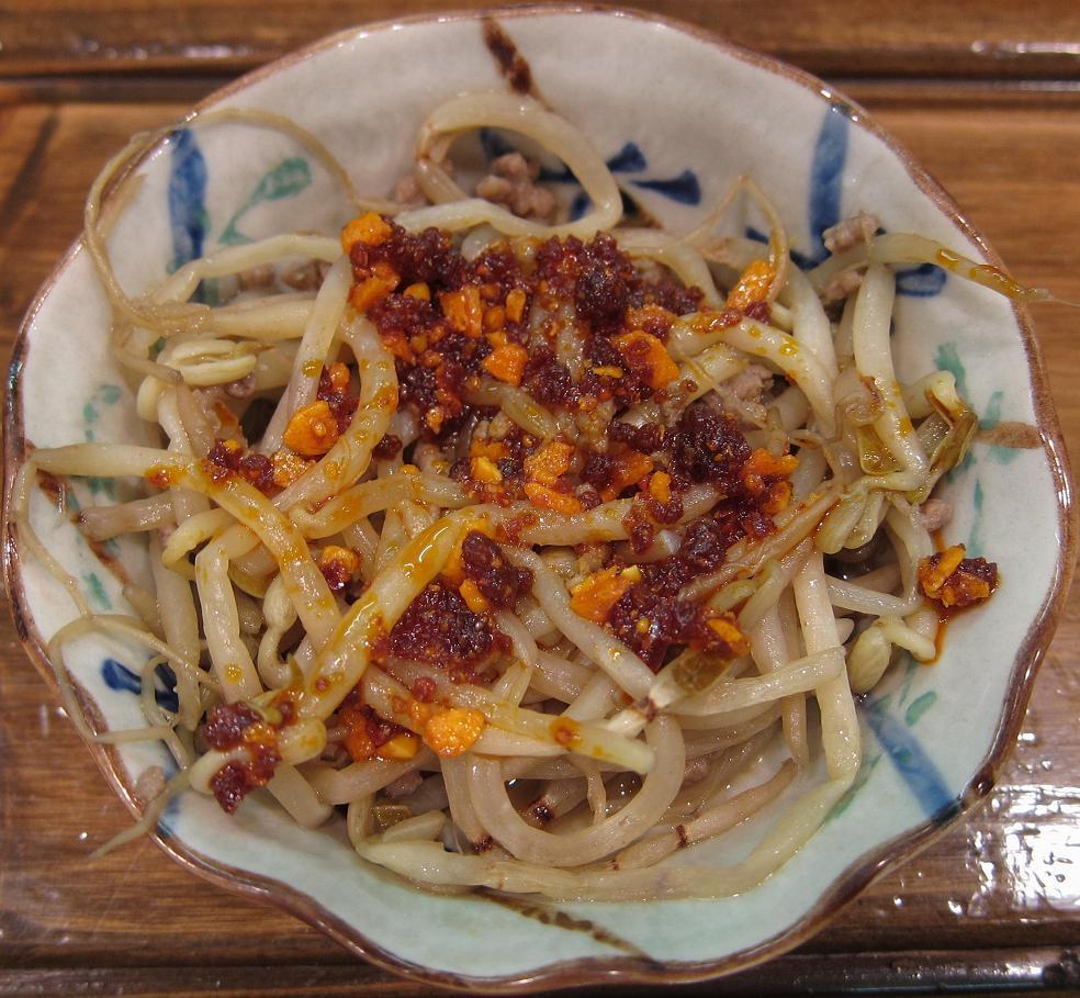 もやし炒めぶっかけラー油