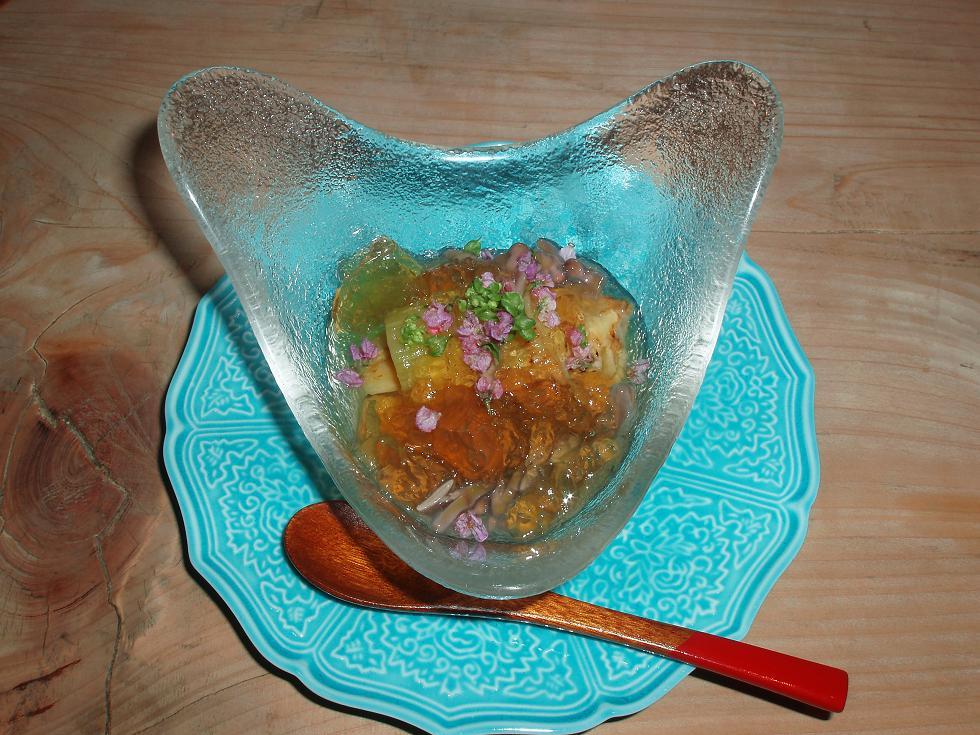 焼茄子じゅん菜ゼリー寄せ