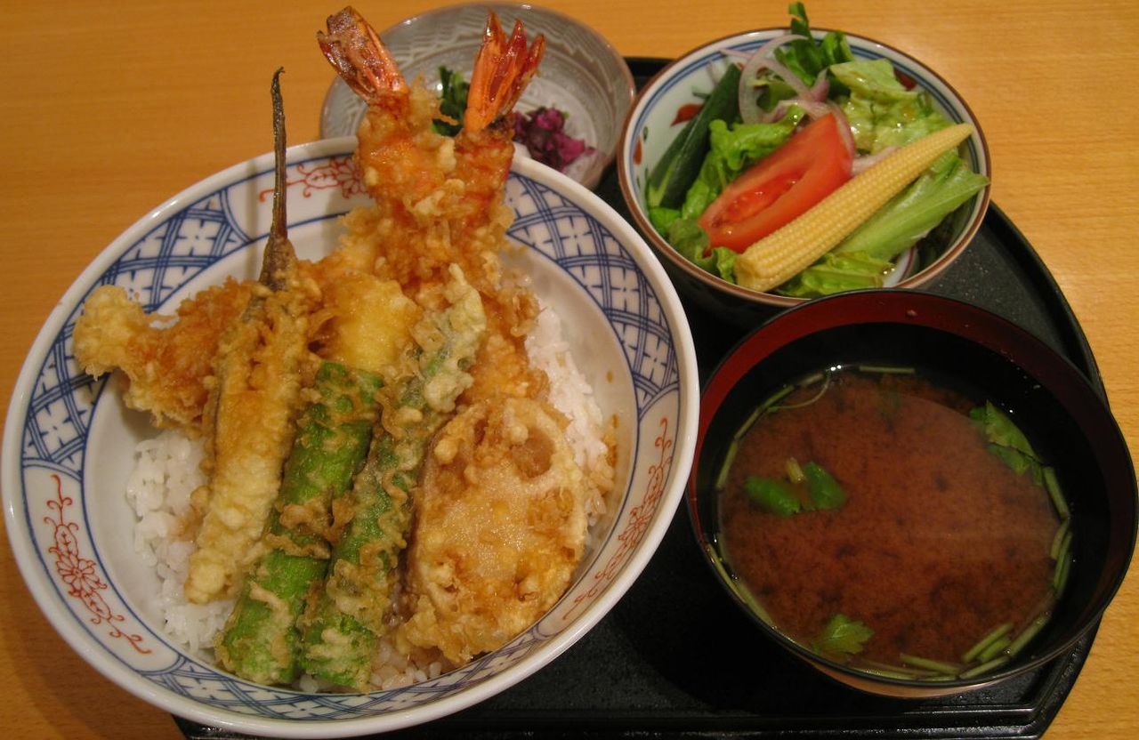 大海老とアスパラ天丼