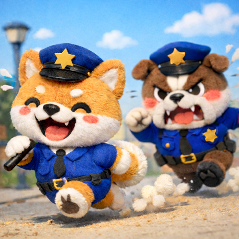 Shiba Police Officer VS Chief’s Statue