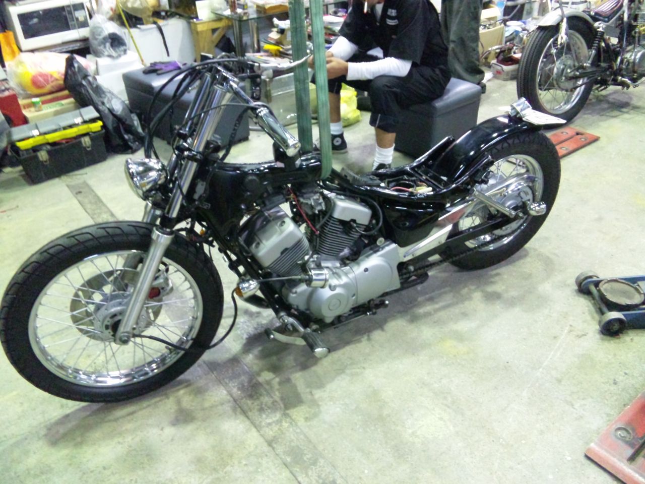 トリプルツリーとショートドラッグパイプ（ヤマハ ビラーゴ250