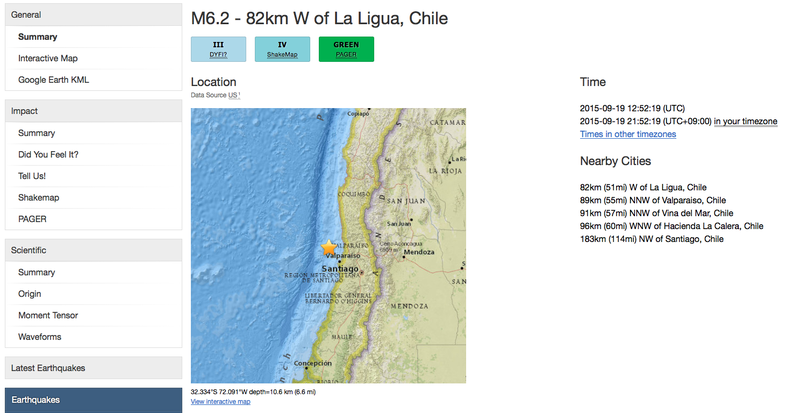 チリ余震