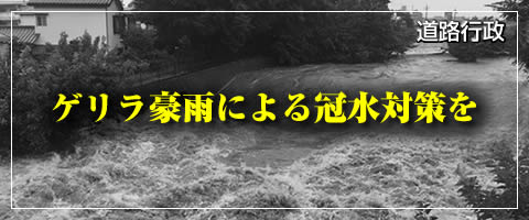 ゲリラ豪雨による冠水対策を